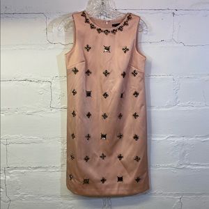 Ann Taylor Blush Satin Sleeveless Dress w Jewels.